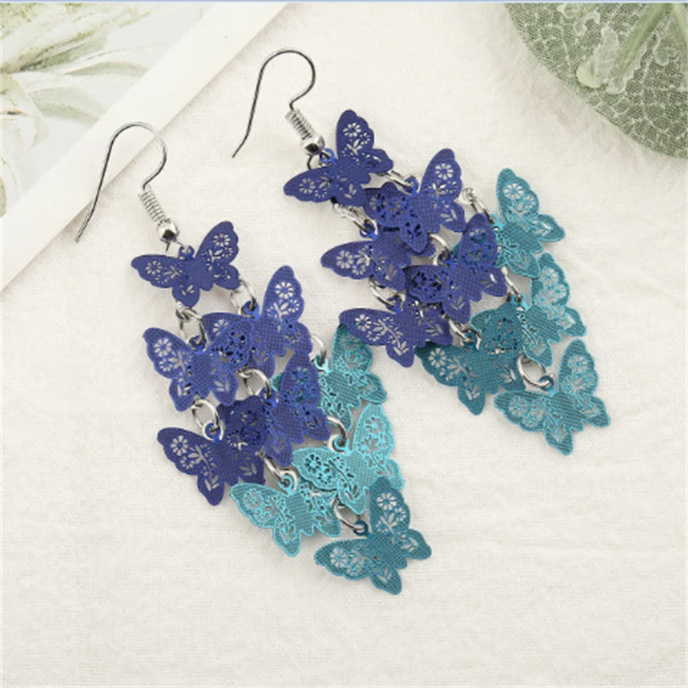 Ethnic Style Drop Earrings Accessories Leaves Butterfly Shell Earring Bohemian Jewelry Tassel Dangle Earrings Exaggerated Women