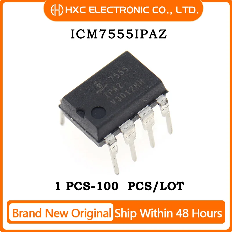 10PCS/50PCS/100PCS ICM7555IPAZ ICM7555IPA ICM7555 IC OSC SINGLE TIMER 1MHZ 8DIP 100% New Original Chip