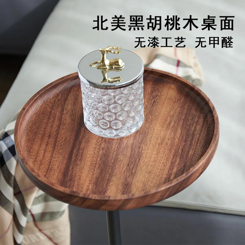 Walnut sofa small side few bedrooms mini bedside round table rack simple solid wood narrow coffee table movable