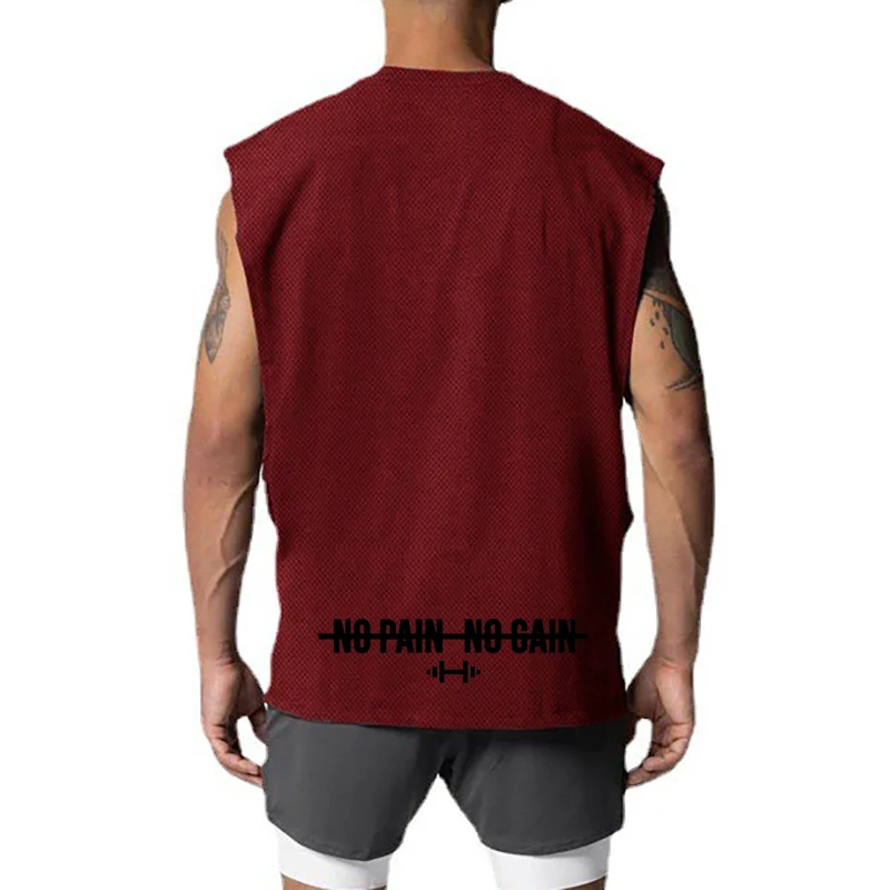 Cut Off Oversized Mesh Tank Top Men Gym Fitness Training Workout Quick Dry Bodybuilding Sleeveless Shirt Sports Fashion Clothing