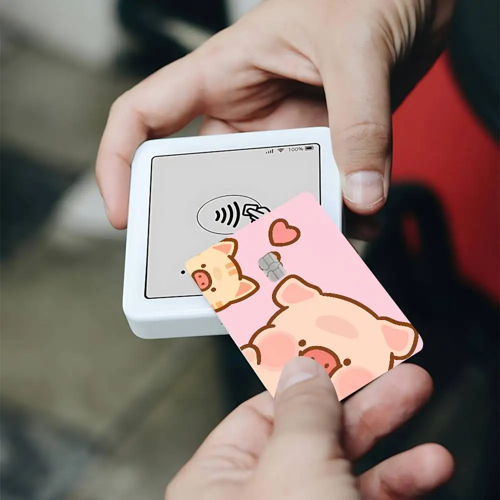 Cute Cartoon L-Lulu The Piggy Card Stickers Ultra-thin Waterproof Scratch Resistant Sticker, Personalized BankCardSticker