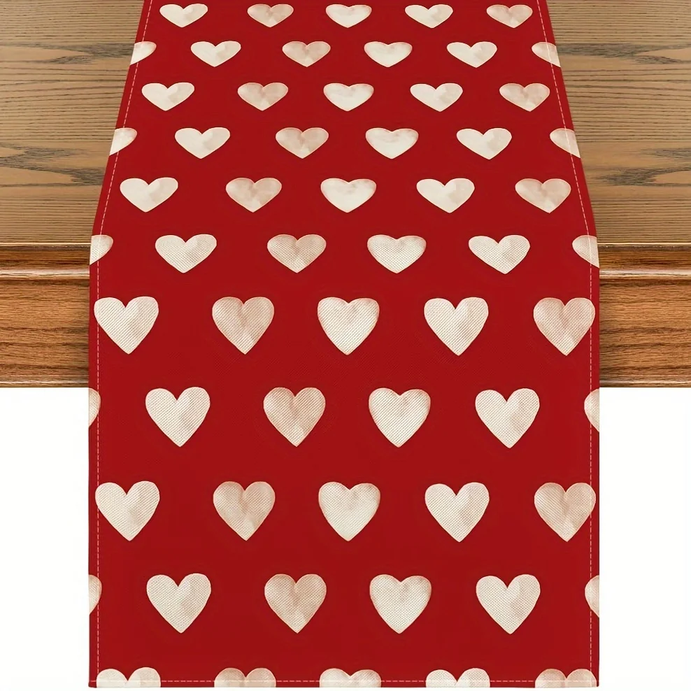 VIKAMA 4/6pc Red Love Valentine's Day Table Runner Anniversary Indoor Family Gathering Restaurant Decoration