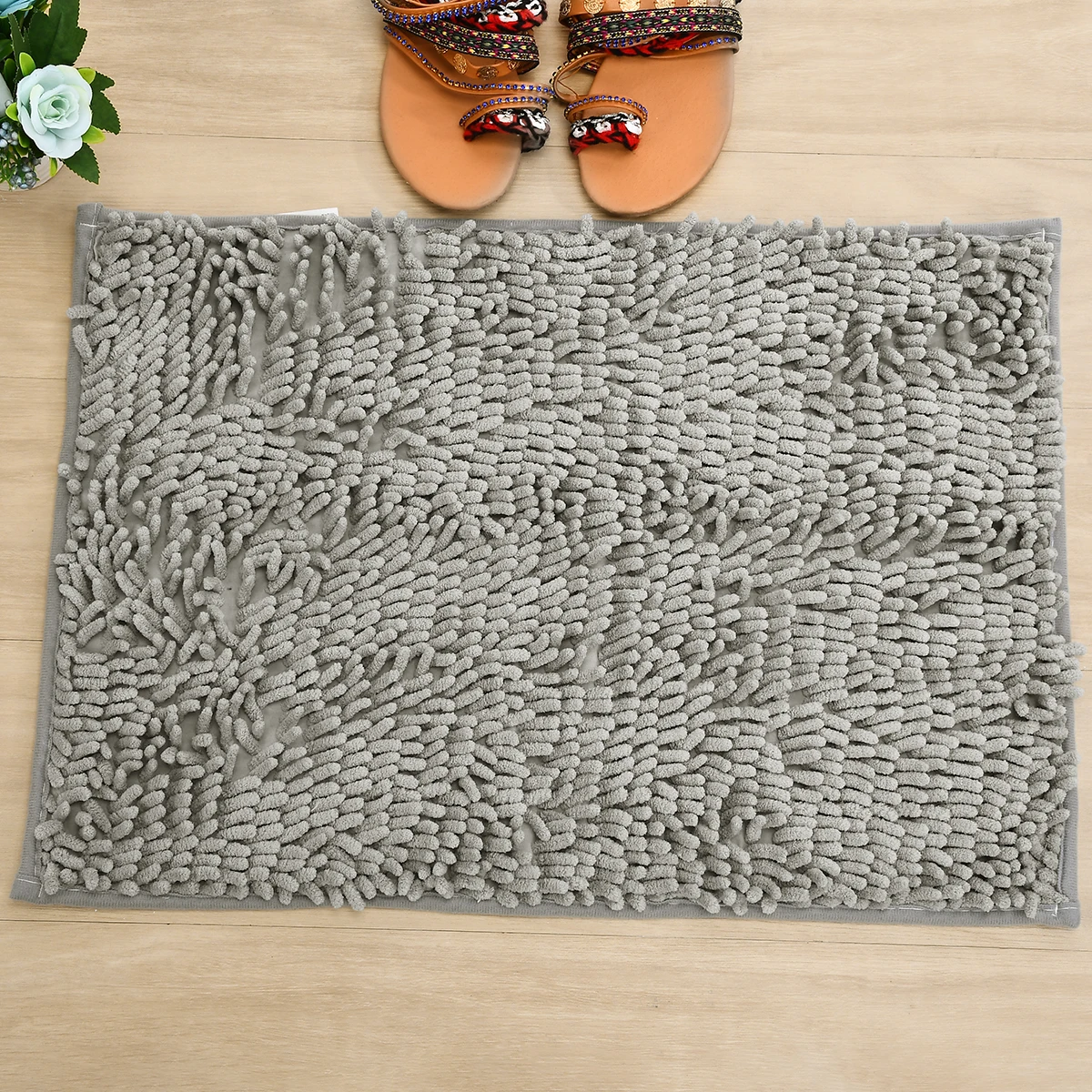 Anti-slip Bathroom Mat Microfiber Soft Bath Rugs Door Feet Mat Absorbent Doormat Kitchen Rug Shaggy Chenille Carpet