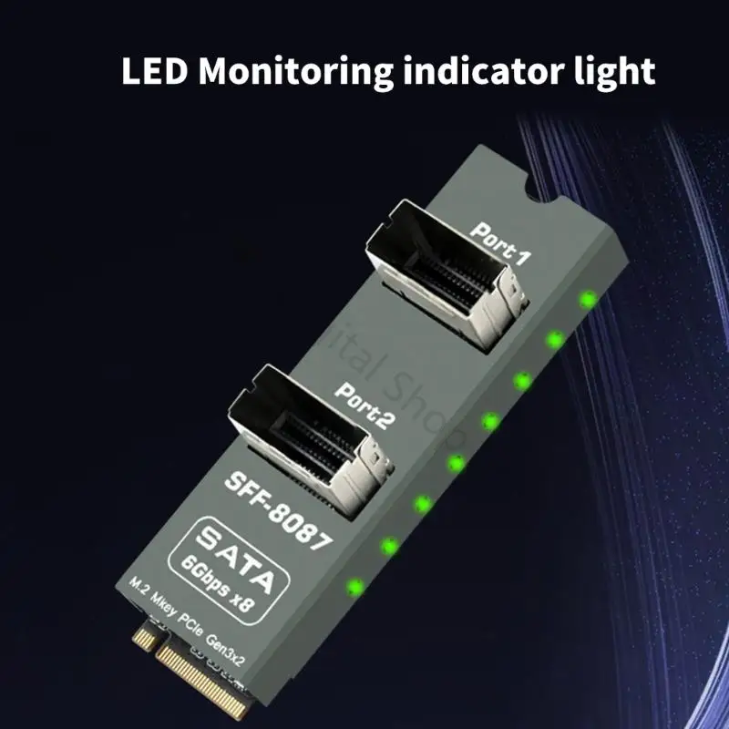96BA Media Library Array-Erweiterungskarte, M-Key-PCIe-Speicherplatine mit zwei SFF-8087-Ausgängen für acht Laufwerke Routing – Detail 3