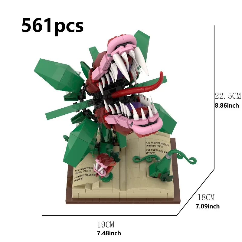 MOC Piranha Ancient Magic Book Creative Building Blocks Movie Game Scene Horror Animal Plant Assembly Model Brick Toy