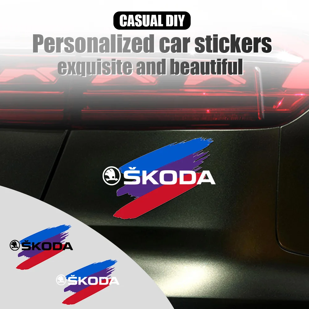Трехцветные эмблемы для кузова автомобиля, наклейки с логотипом автомобильной двери, наружное украшение для Skoda Octavia 2 3 A5 A7 GT Citigo