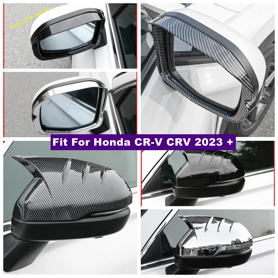 

Rearview Mirror Rain Eyebrow Deflector Blades Cover Trim For Honda CR-V CRV 2023 2024 Carbon Fiber / Chrome Car Accessories