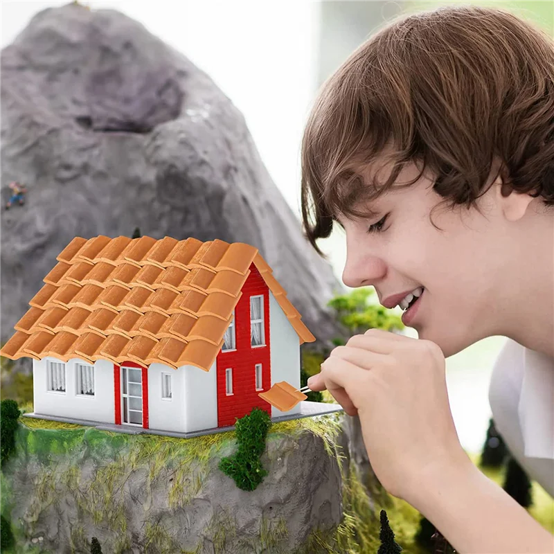 A04F-600Pcs conjunto de construção de telhas de telhado em miniatura telhas mini casa de bonecas telha falsa paisagem cozinha jardim acessórios