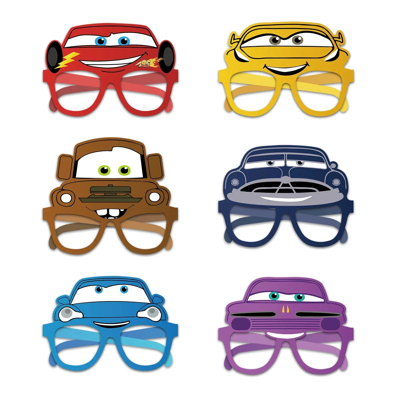 Lunettes de voiture McQueen, 12 pièces, décorations de fête d'anniversaire, lunettes de course, masques, accessoires de photographie pour fête d'anniversaire pour enfants, disque de fête