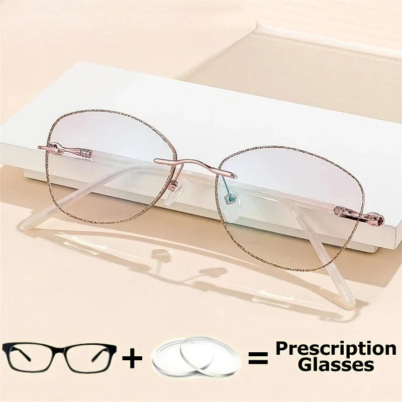 KIZN بريق النظارات الطبية امرأة قصر النظر التدرج تينت العدسات الملونة الطبية البصرية كريستال بدون شفة نظارات ل فيما #3