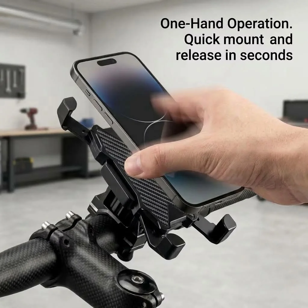 Motorcycle Phone Mount 4-Claw Lock 360° Rotatable Handlebar Phone Holder for Bike Bicycle Scooter