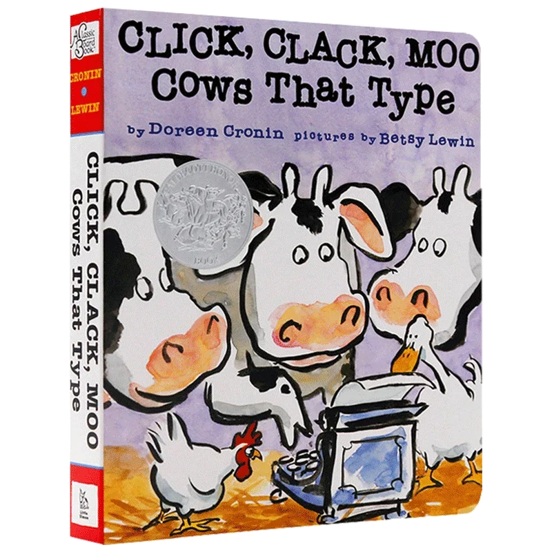 Click Clack Moo: Cows That Type, Baby Children's books aged 1 2 3, English picture book, 9781442408890