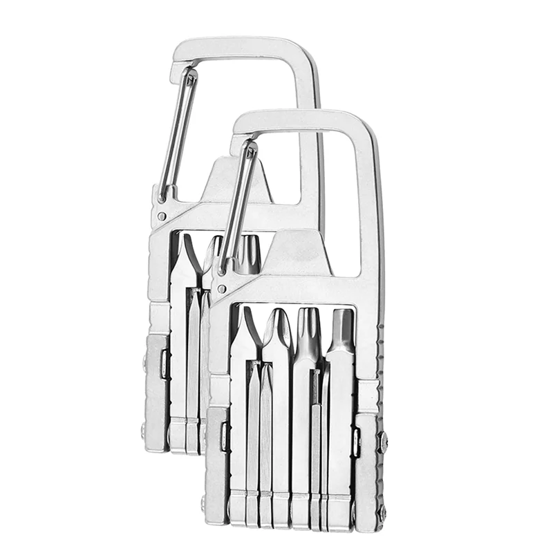 Classy-2Pcs Mini Multi Tool, 12 In 1 Mini Folding Multi Function Tool Needle Nose Pliers, Keychain, Bottle Opener, Pocket Size