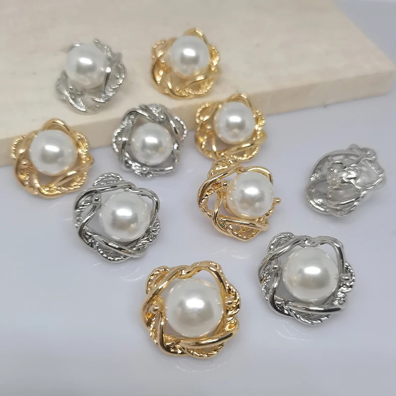 18/23MM Big Pearl Metal Decor Buttons Of Clothing Sewing Notion High Qualtiy Vintage Fashion Button For Women Dress Needlework