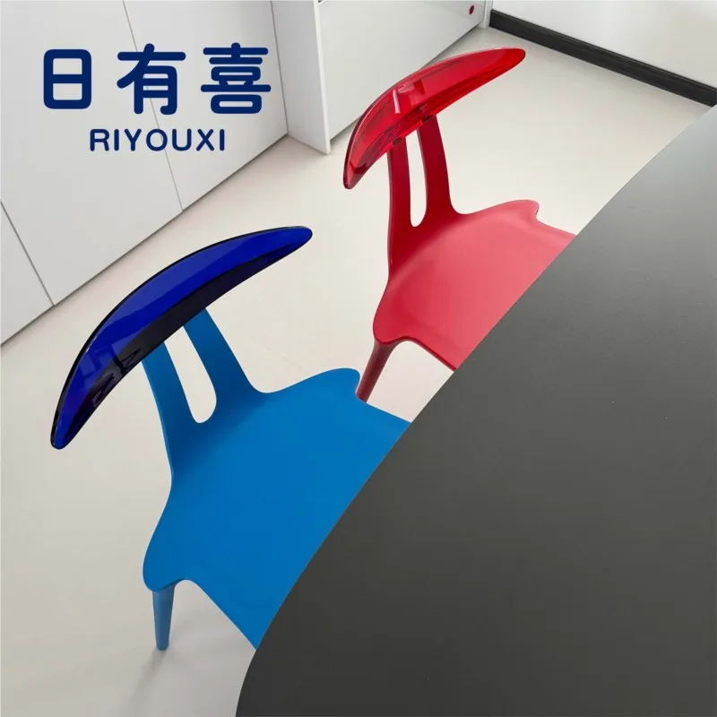 MOMO Designer Transparent Chair Non-acrylic Island Backrest Dining Chair Simple Internet Celebrity Home Dolphin Chair