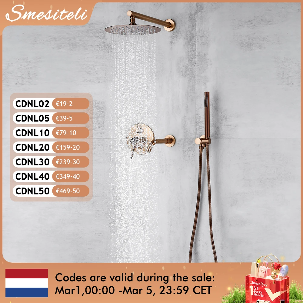 Bad Dusche Wasserhahn Gebürstet Rose Gold Smesiteli Messing 3 Wege-umschaltventil Kit Hot & Kalt Mischbatterie Badewanne Auslauf hand Spray