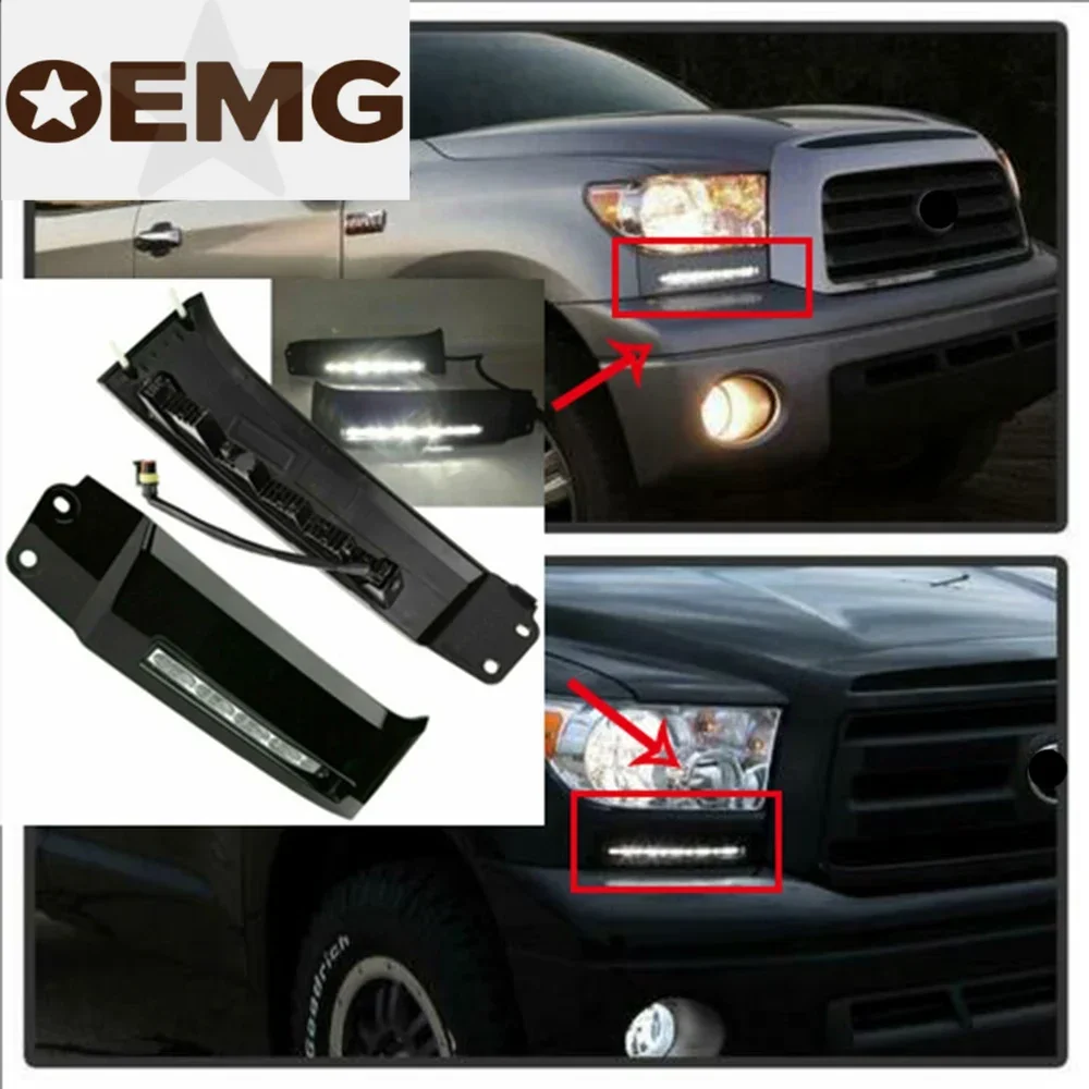 2 uds 12V luz LED de circulación diurna para Toyota Tundra Sequoia 2007 2008 2009 2010 2011 2012 2013 DRL luces antiniebla blancas