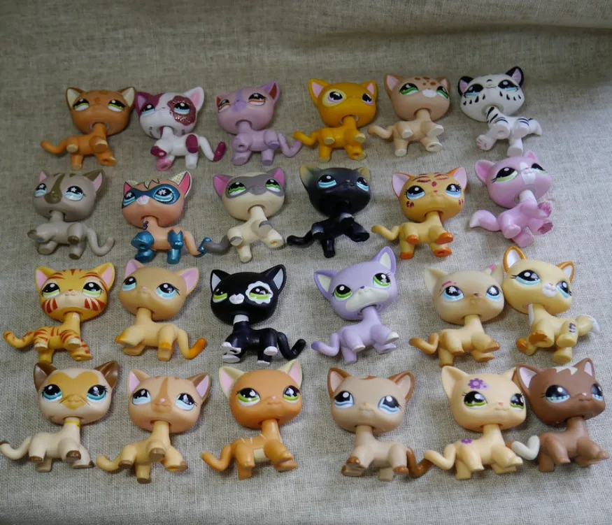 3 sztuk/partia Littlest Pet Shop zabawki LPS losowy kot jamnik pies figurki zwierząt nowość