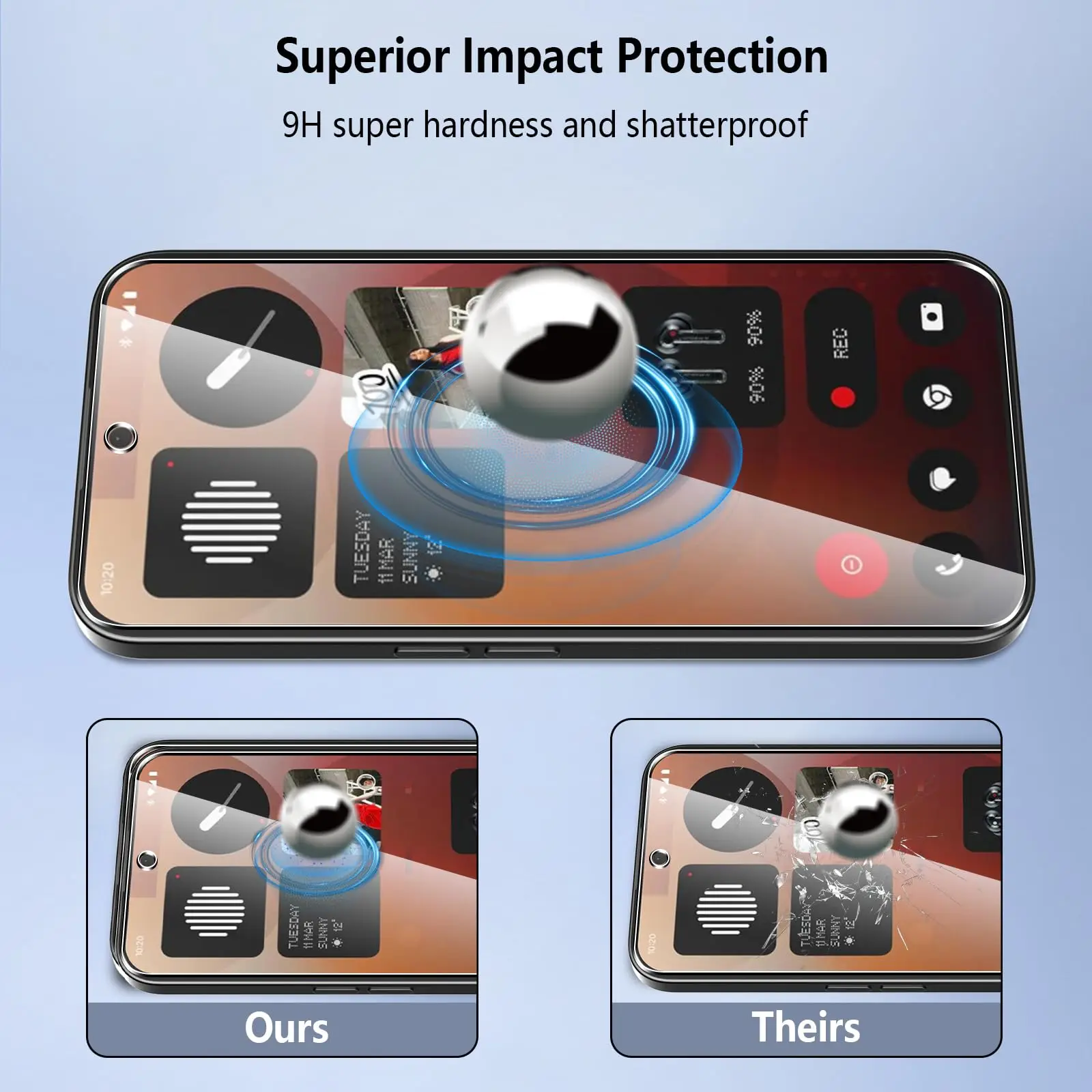 

Screen Protector For Nothing Phone 3a, 9H Tempered Glass HD Transparent Clear Anti Scratch Case Friendly