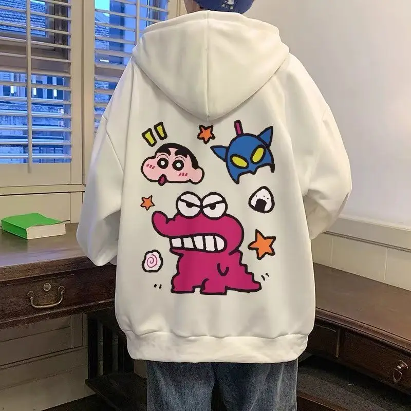 American Crayon Shin-Chan Cardigan Sweatshirt Woman's Hoodie Autumn/winter Couple Hooded Jacket Teenagers Zipper Tops Thick Warm