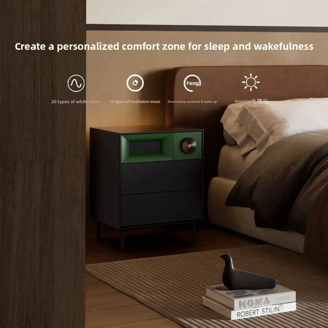 MORRORART S1 For 5.2 Wireless Speaker Bedside Cabinet Fingerprint Unlock Wake-up Function 3-Piece Enclosure 10-20W Output
