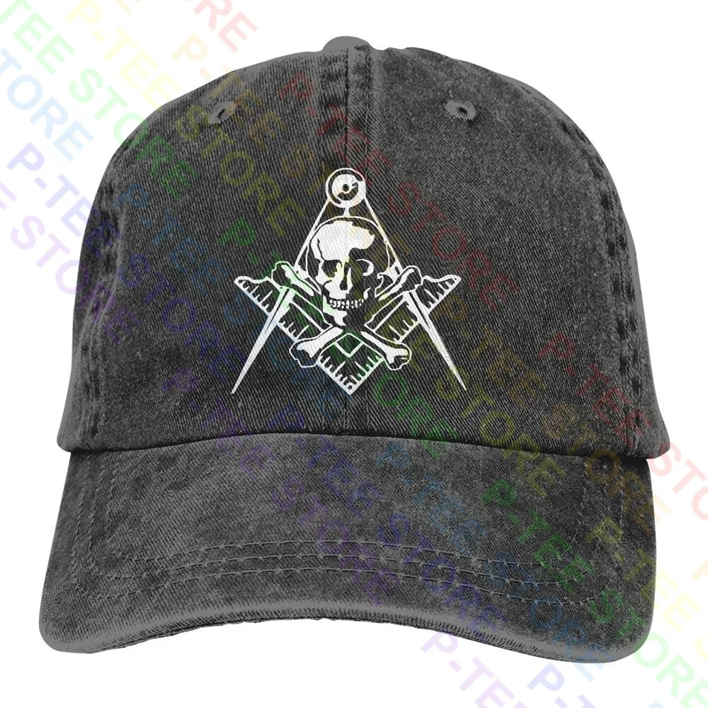 

Masonic Skull Crossed Bones Master Mason Shriner Scottish Rite F A M Washed Denim Baseball Cap Trucker Hats Headwear
