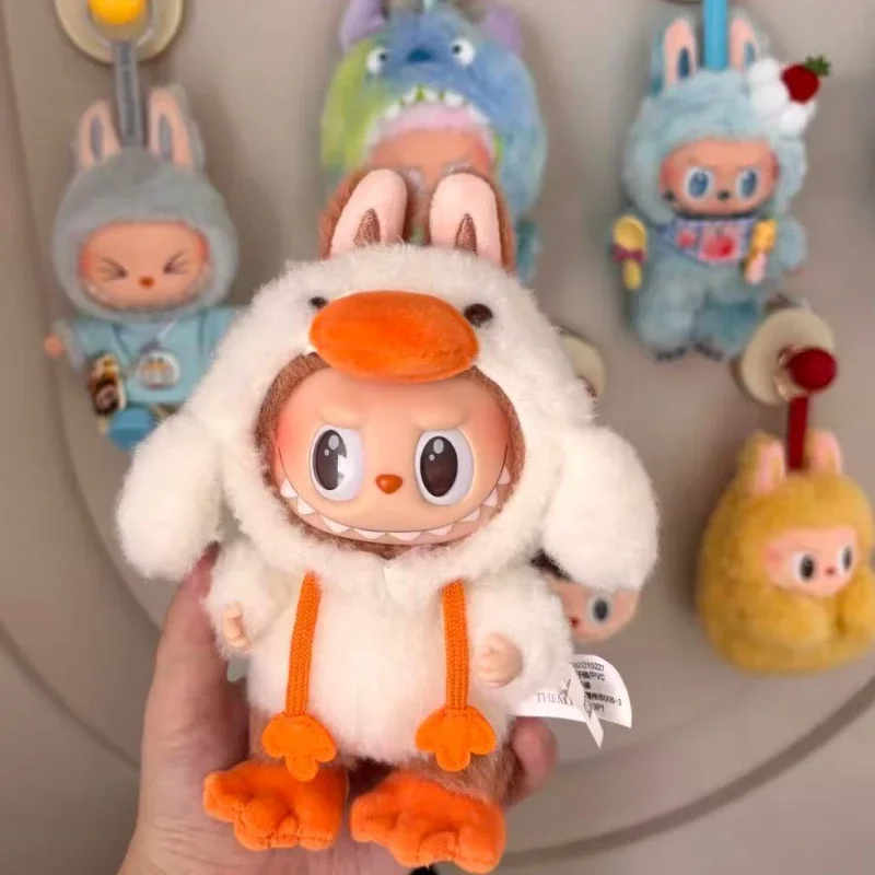Cool Dinosaur Jumpsuit Set For Labubu Cute Monkey Duck Billed Platypus Plush Doll Clothing For 10cm Ladbubu V4 Dolls Accessories