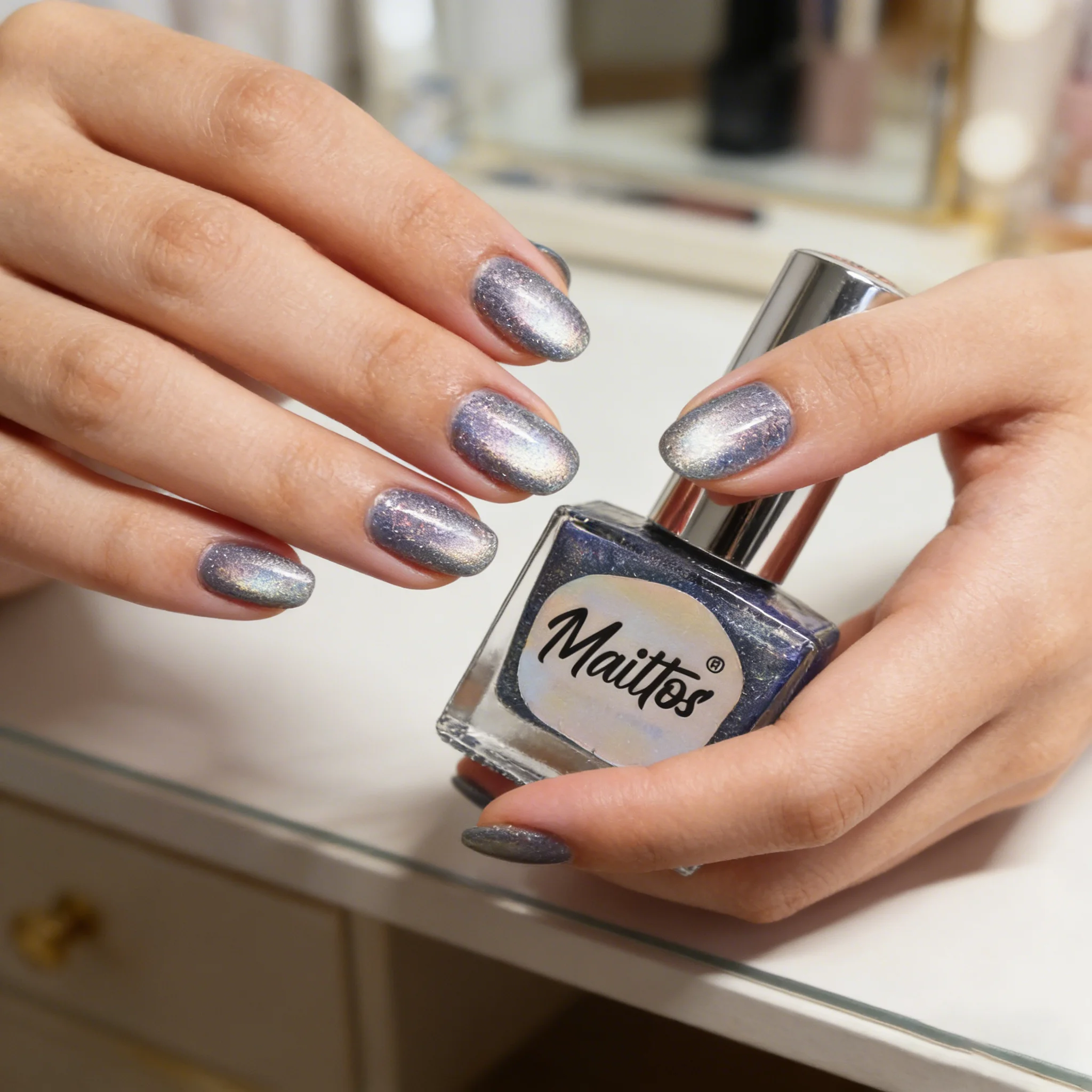 

WA532 Sheer12ml No-bake Cat's Eye Water-based BLUE Nail Polish, Oderless, With magnet, dries quickly No need UV lamp, easy tear