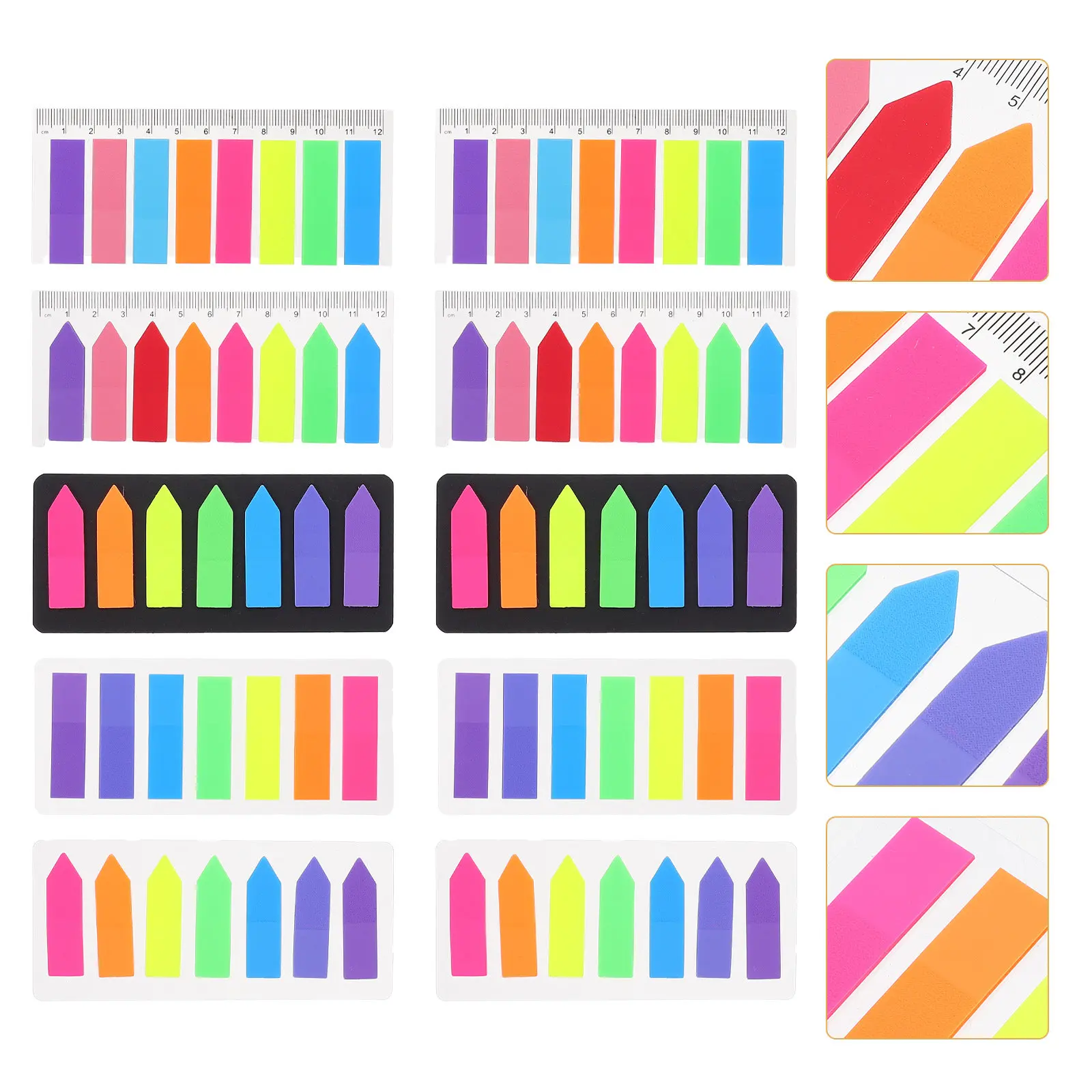 

10 Sets Colorful Sticky Index Tabs Small Plastic Fluorescent Page Markers for Books Office School Home Annotation Supplies