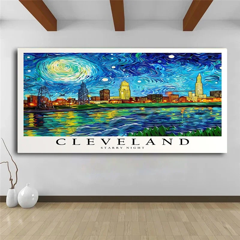 Bucharest Cincinnati Central Park Dublin Brussels Starry Night Poster Print Wall Art Pictures Canvas Painting Room Home Decor