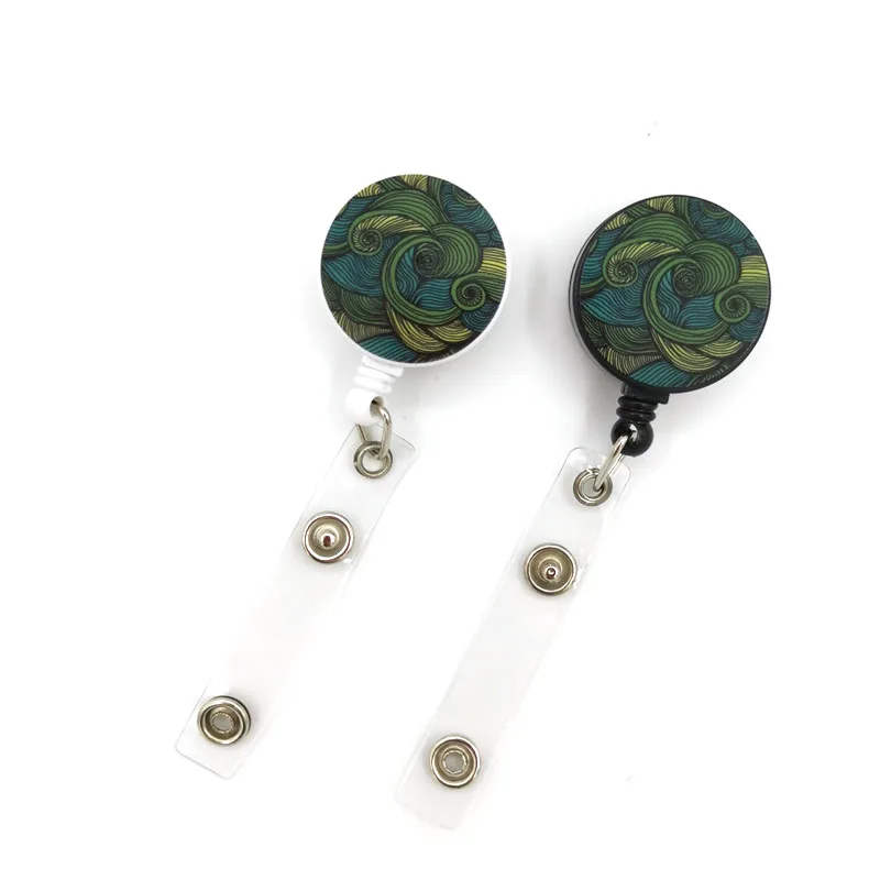 Vintage Green Thread pattern Card Cover Lanyard Bags Badge Reel Student Nurse Exhibition Name Clips Card ID Card Holder Chest