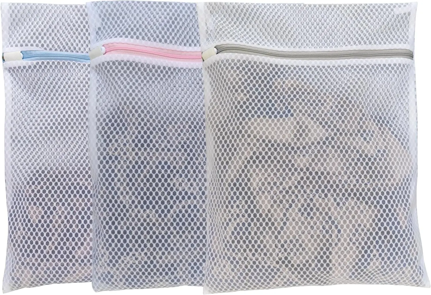 

3-Pack Mesh Laundry Bags for Delicates – 12"x16" with Color-Coded Zippers, Protect Bras, Lingerie & Socks in Washer & Dryer