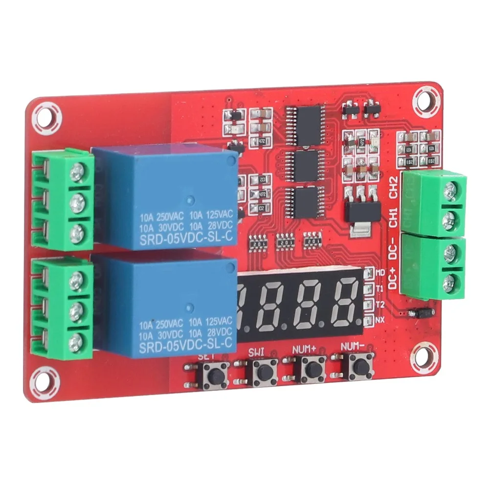 FRM02 Time Delay Relay Multi Function 2-Channel Timing Relay Module 5V/12V/24V LED Display Multi Function Relay Module