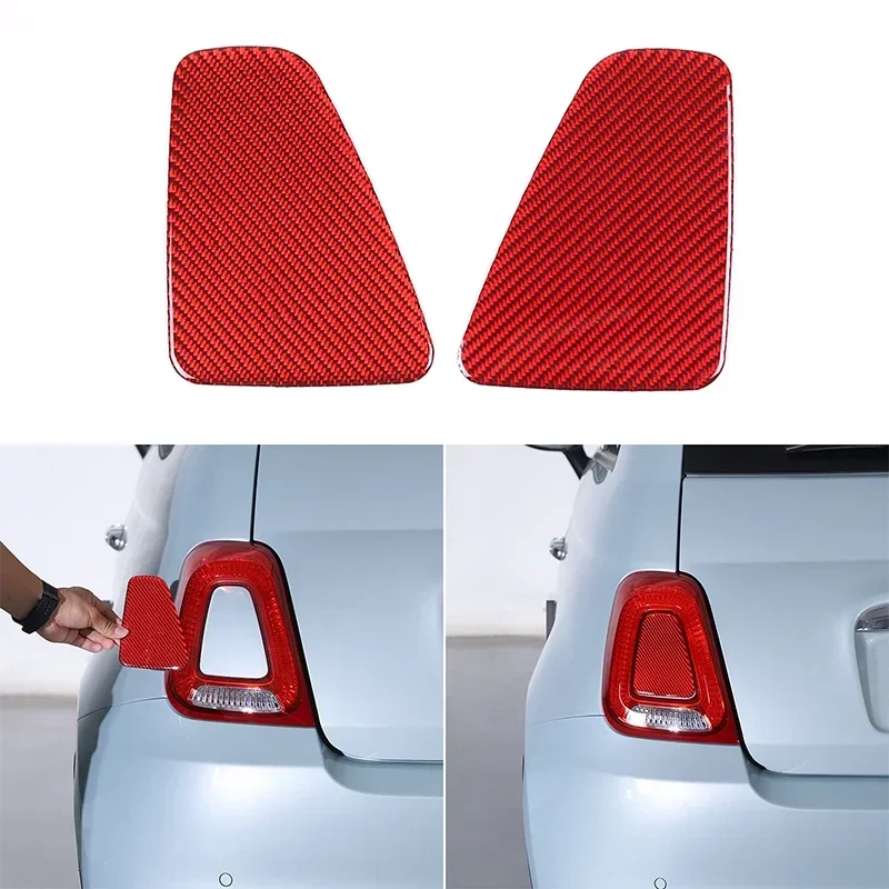 For Fiat 500 For Abarth 695 2017-2023 Soft Carbon Fiber Rear Tail Light Cover Decorative Sticker Protection Car Accessories