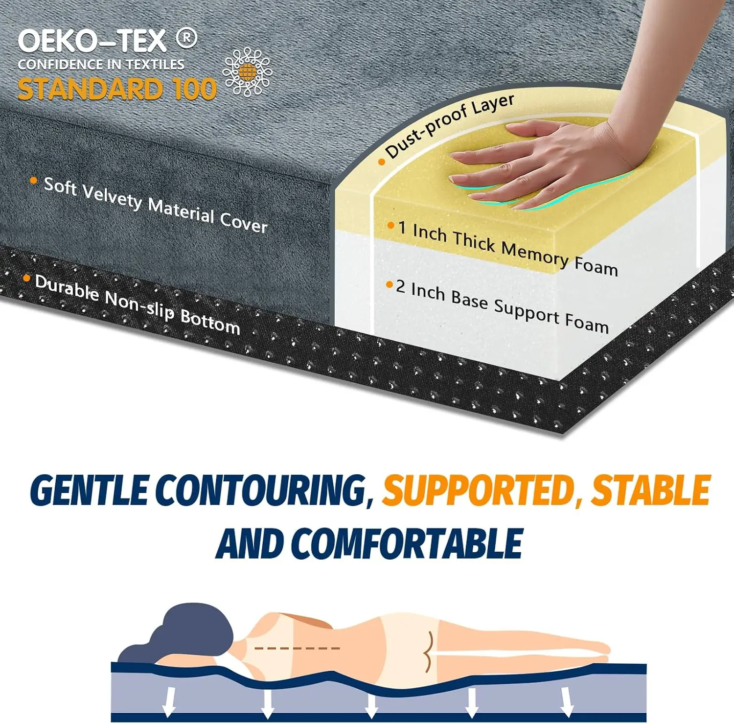 Memory Foam Camping Mattress Pad, Sleeping Mat, Portable Roll Up Mattress for Adults, Camping Bed Pads for Sleepover, Car Bed wi