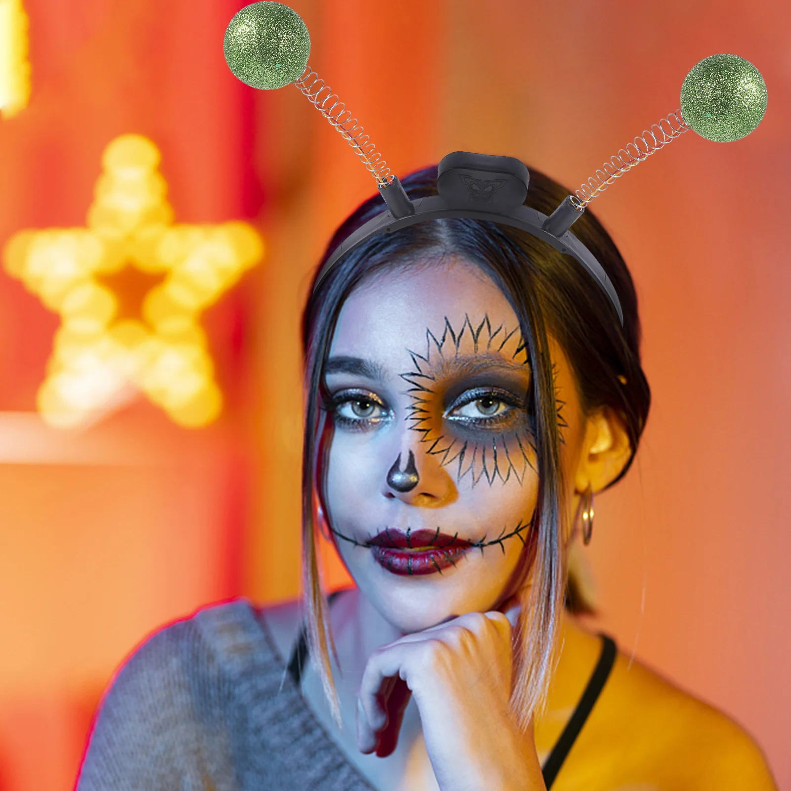 

2 Pcs Headb LED Halloween Party Headb s Costume Accessory Green Plastic Balls Hairb s Women Party Props
