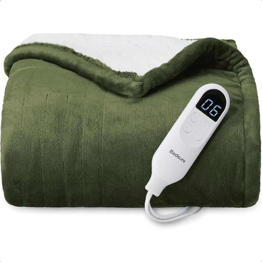 

Heated Blanket Throw Blanket Fast Heating Electric Blanket Soft Flannel Heated Throw with 4 Time Settings 6 Heating Settings Wa
