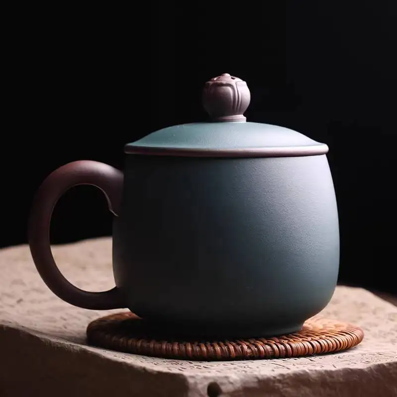 Yixing Original Mineral Purple Clay Changle Weiyang Office Cup Wih Lid, Fully Handmade By Famous Aris Wu Chunyan, Cup, Tea