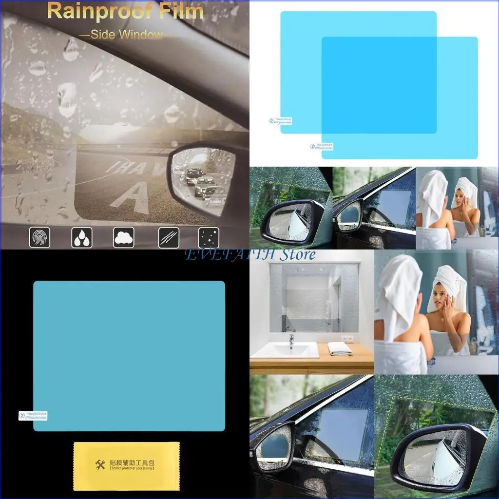 124B SUV Car Side Window Mirror Rainproof Film Anti-Fog Clear Protective Sticker 2pcs