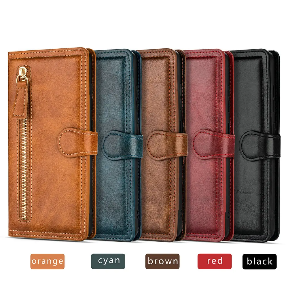 Note20 S22 S24 Ultra 5G Flip Case Multi Card Zipper Wallet Funda for Samsung Galaxy S24 Plus S23 S21 S20 FE S 20 Note 10 S10 24