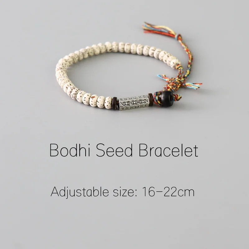 Tibetan Buddhism Six Words Mantra Beaded Bracelet Handmade Thread Rope Knot Amulet Prayer Wooden Beads Bracelets Men Women Gift view 4