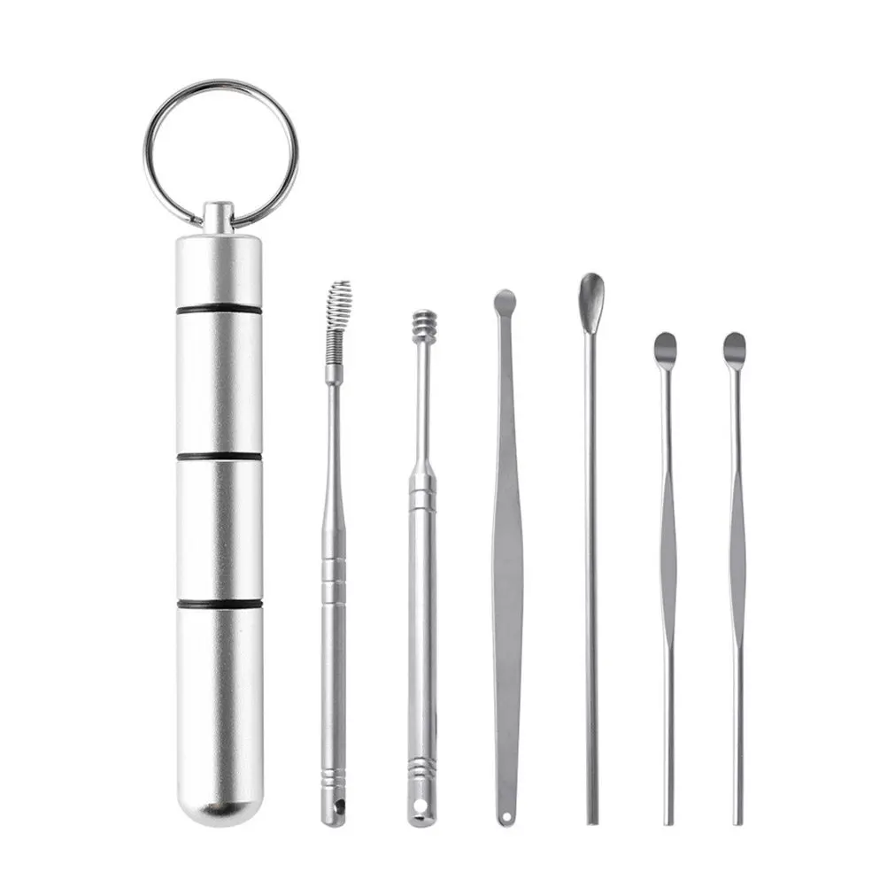 6Pcs Premium Stainless Steel Earpick Set Ear Wax Pickers Ear Cleaner Tool Kit for Effective Buildup Removal Hygiene Maintenance