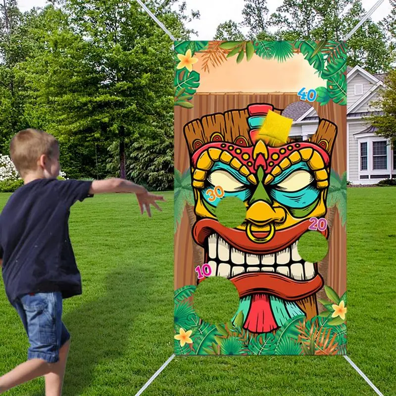 Hawaiian Aloha Toss Game Game Set Aloha Sign Flag Hawaiian Banner Hanging Flag Fun For Parties Outdoor Boys Girls Family Kids