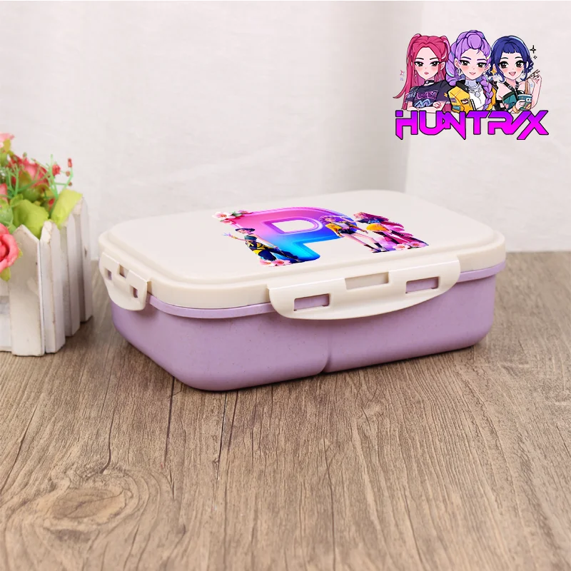 KPop Demon Hunters Lunchbox dla uczniów, przenośny, uroczy pojemnik na lunch z literami A-Z, wygodny pojemnik na jedzenie do szkoły, akcesoria do przechowywania żywności.