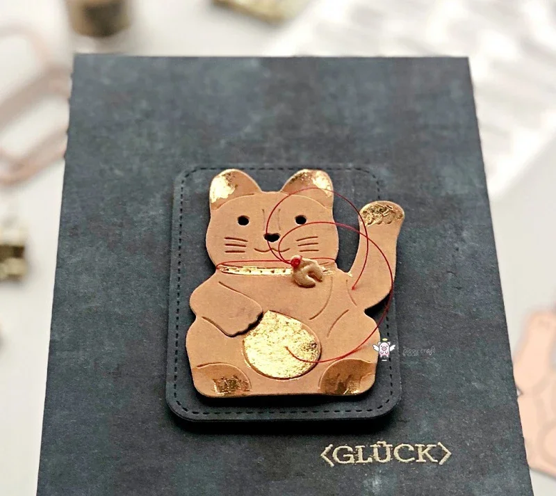 1 قطعة أصبع الحرفية المعادن قطع يموت قطع يموت العفن محظوظ القط قصاصات ورقية كرافت قالب شفرة لكمة الإستنسل يموت #3