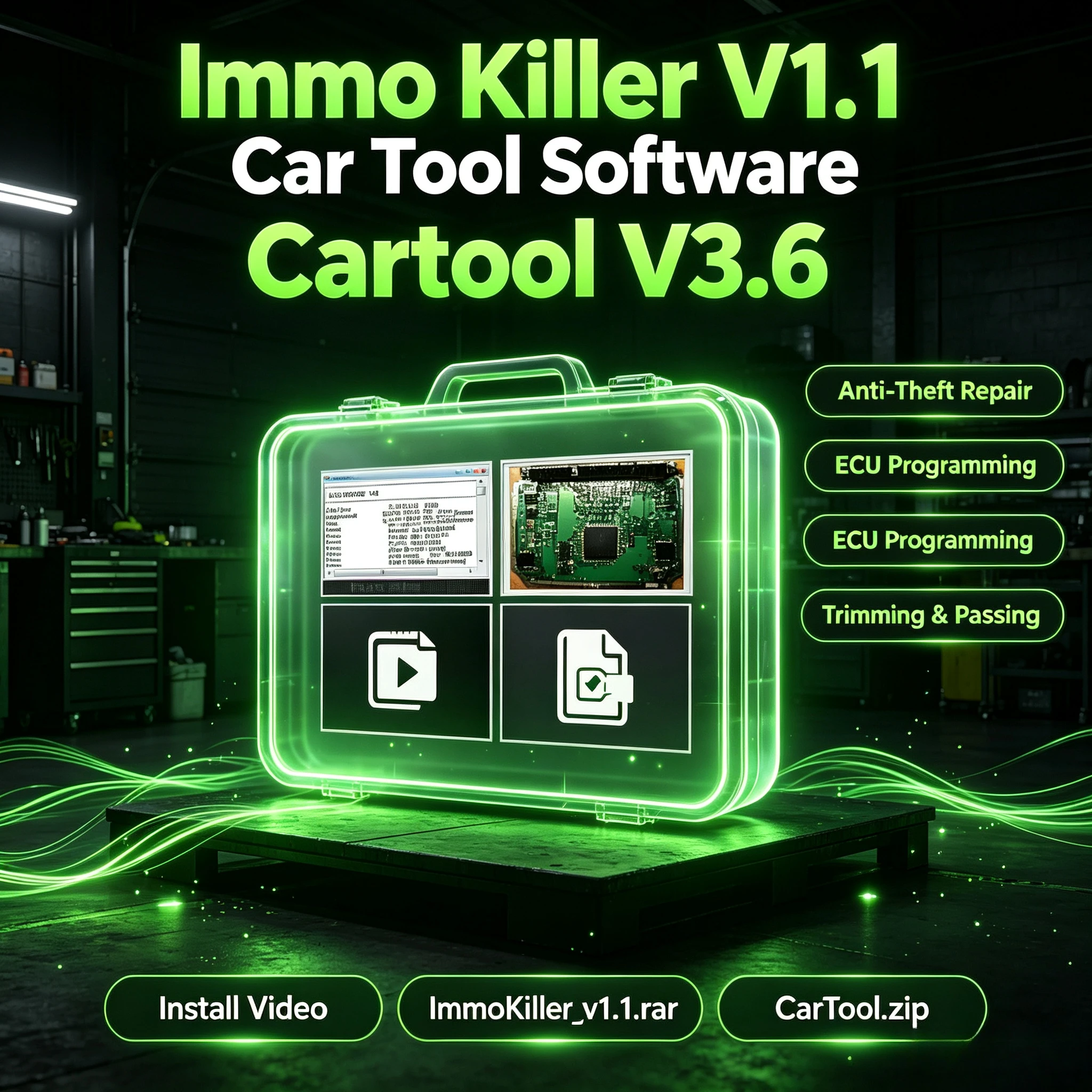 IMMO Killer V1.1 Car Tool Software Cartool V3.6 is the best software to clean airbag files, remove and delete Immo Anti-theft