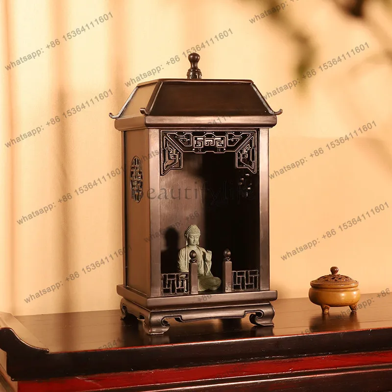 New Chinese-style solid wood Buddhist niche cabinet can be hung on the wall, and the table of the temple hall for household