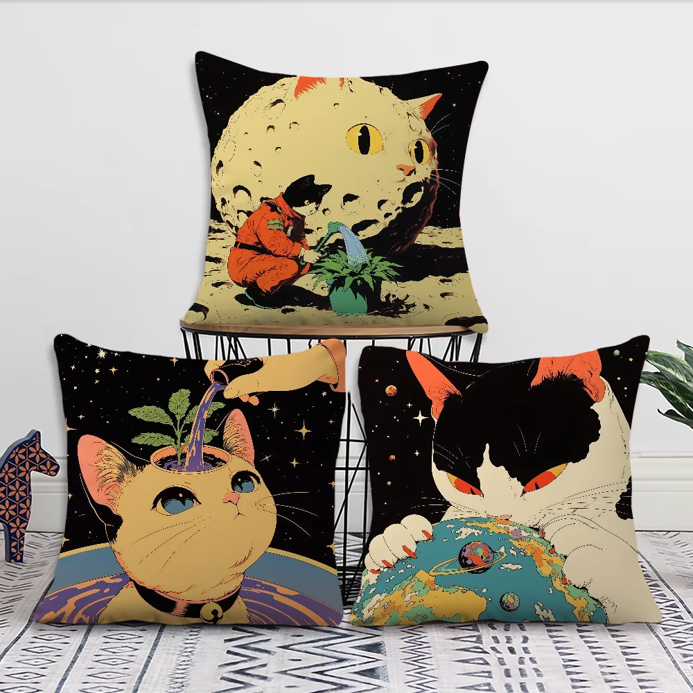 Dreamy Cat Universe Planet cushion cover For Pillow Printing Sofa Decoration Home Car Room Coffee Shop Office Nordic Simplicity