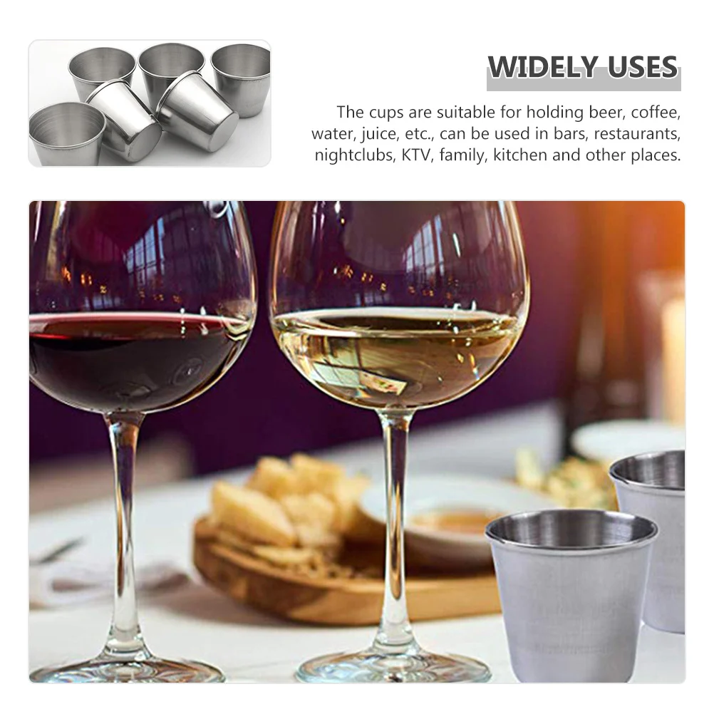 

18Pcs Stainless Steel Cups Metal Drinking Glasses Shatterproof Stackable for Picnic Barbecue Household Use Reusable Small Wine