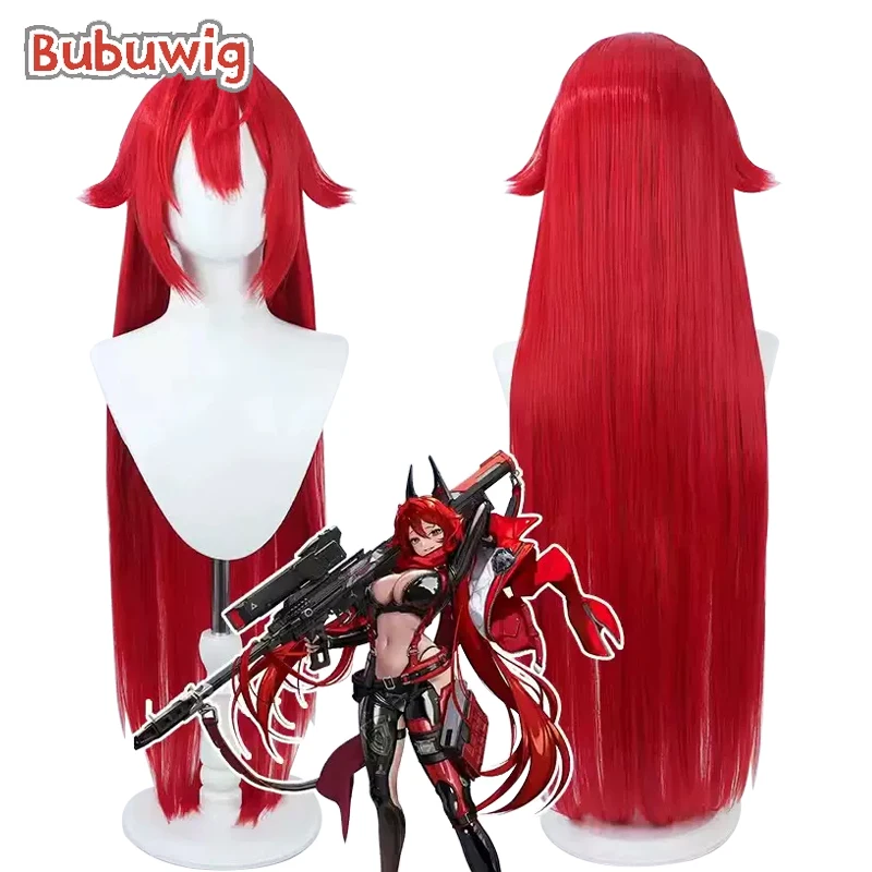 

Bubuwig Synthetic Hair Red Hood Cosplay Wigs Goddess of Victory: Nikke Red Hood 100cm Long Straight Red Cos Wig Heat Resistant